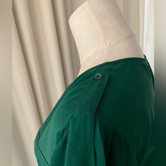 Joie | “Marlo” Silk Military Flap Pocket Blouse | Teal/Green | Medium - Picture 4 of 8